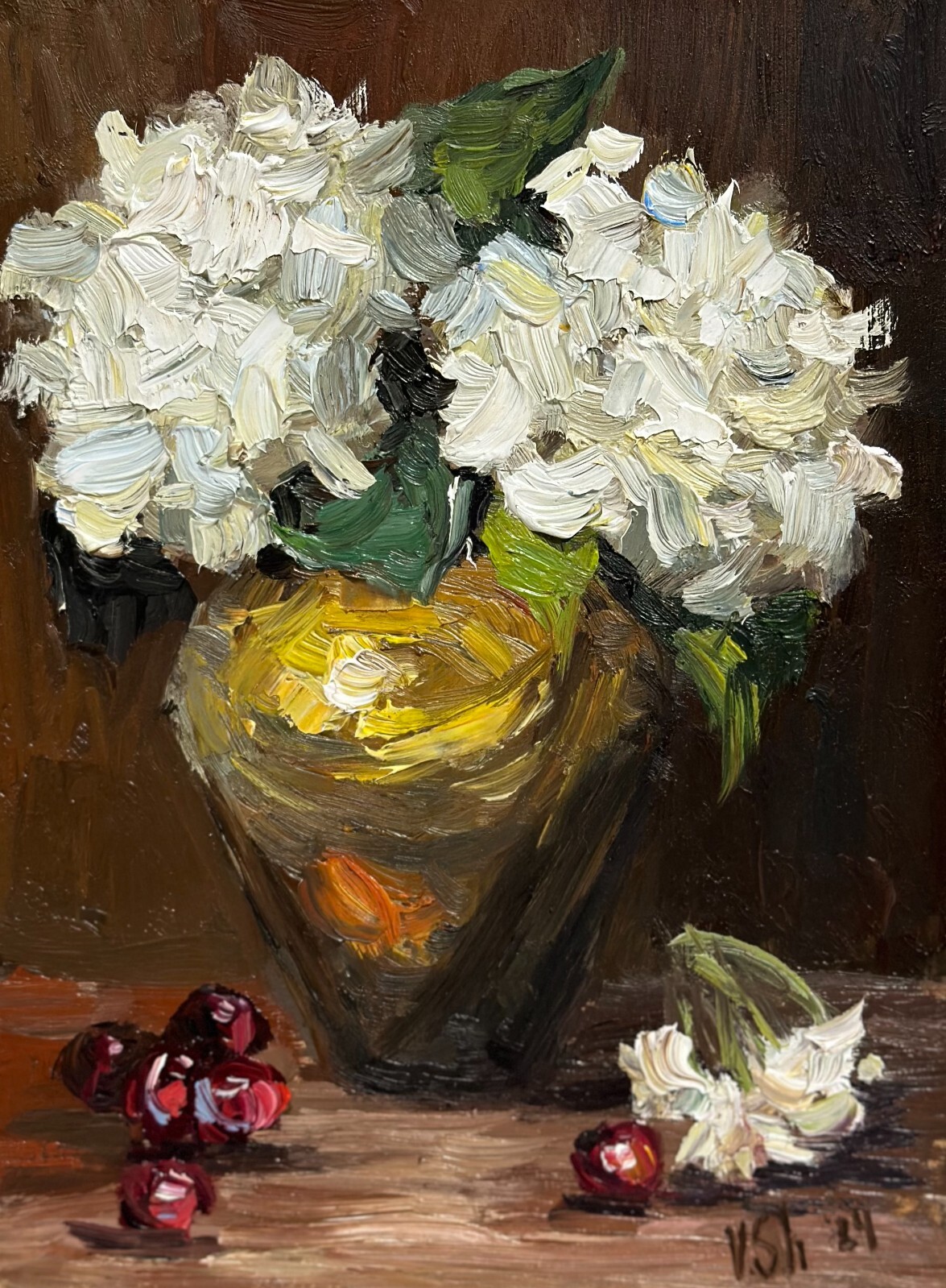 Hydrangea Painting Floral Original Art Impasto Oil Painting Flower Still Life