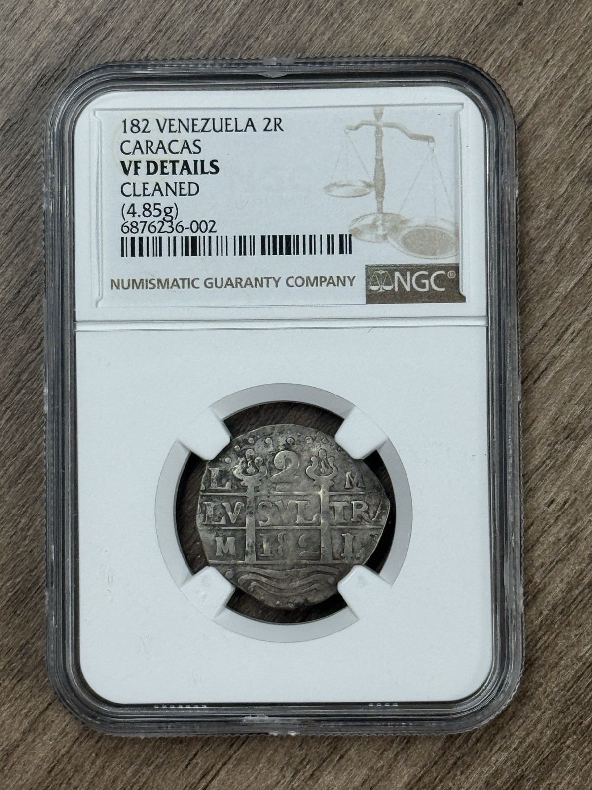 182 Venezuela Caracas 2 Reales Coin Silver Cob Independence Issue NGC VF Det