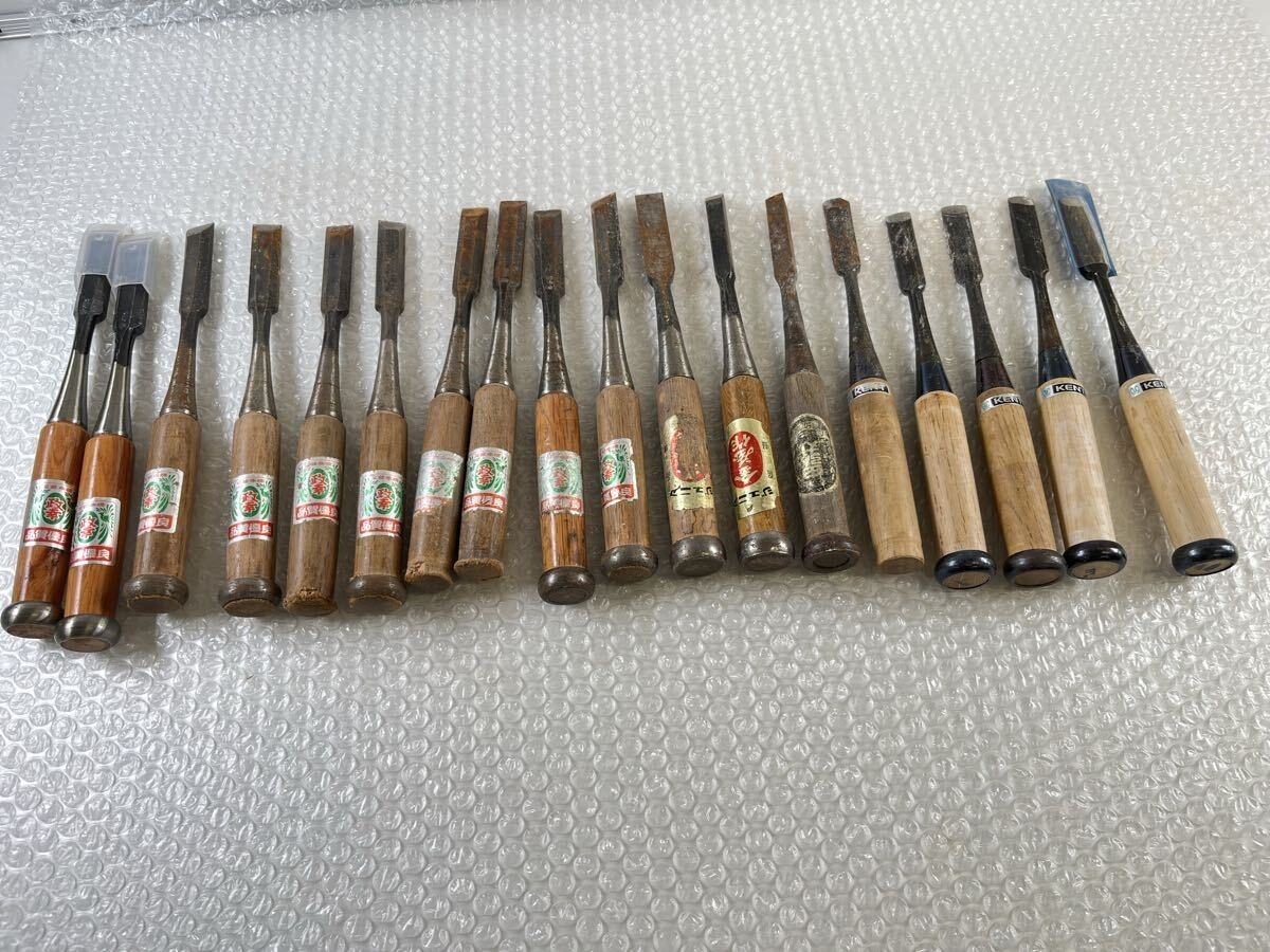 18pc Japanese Chisel Nomi Set Signed Tataki Oire Woodworking Tools Vintage DIY