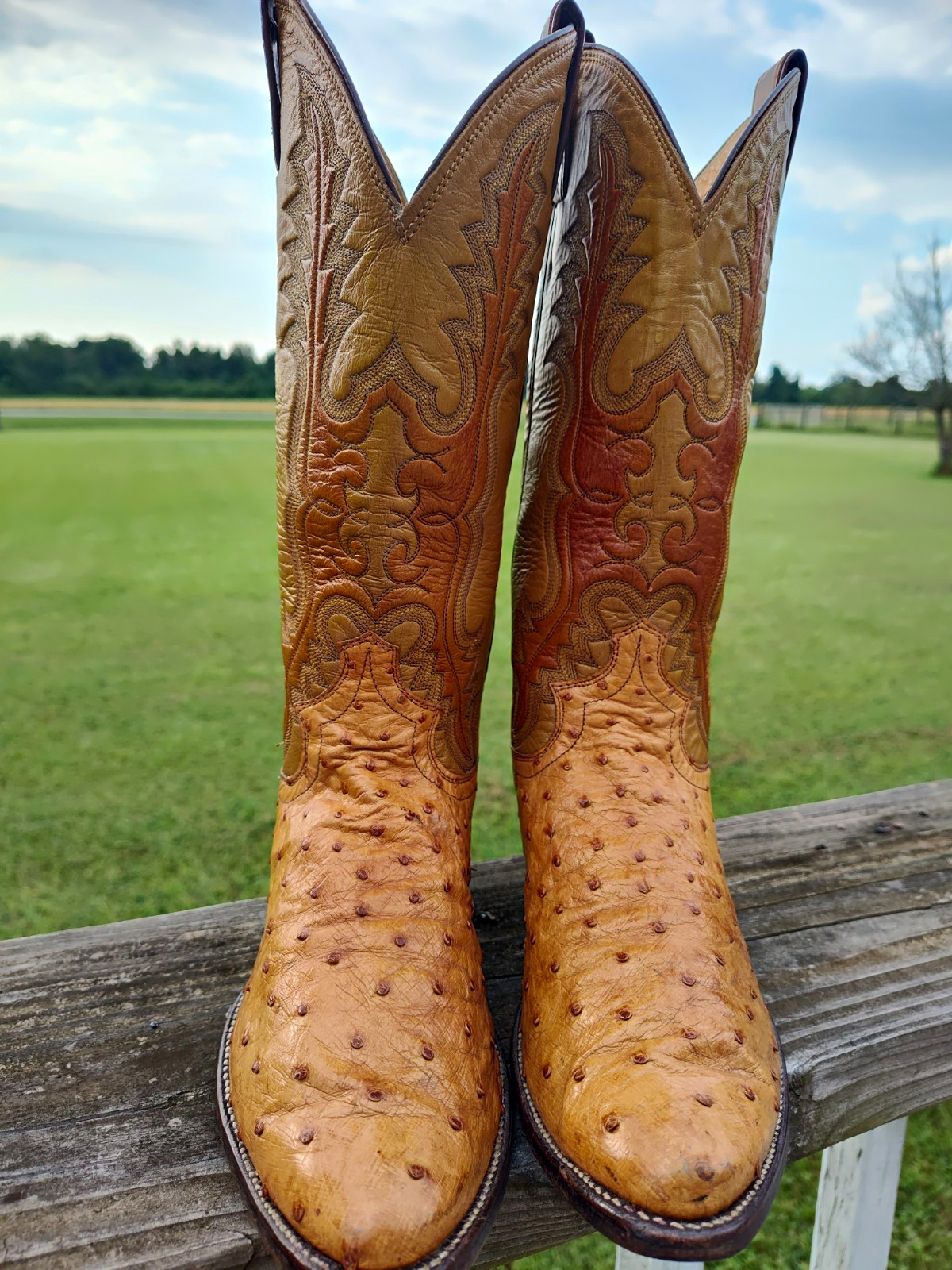 VTG Justin MEN\'S FULL QUILL Ostrich Cowboy Boots, US Men\'s 6.5 D, Women\'s 8 VTG Justin MEN\'S FULL QUILL Ostrich Cowboy Boots, US Men\'s 6.5 D, Women\'s 8