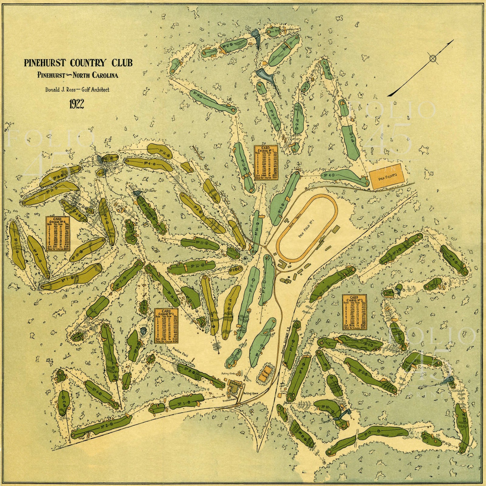 Pinehurst 1922 Golf Map Print – Donald Ross  Magnum Opus | Vintage Golf Poster