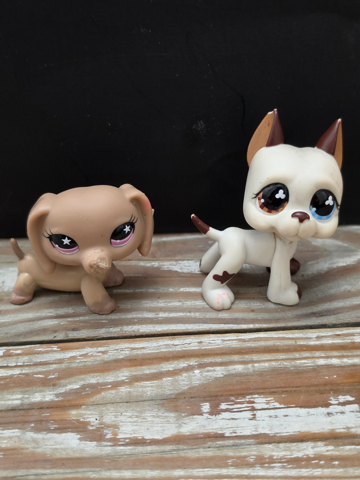 LPS #557 Great Dane #932 Dachshund Littlest Pet Shop DAMAGED Hasbro