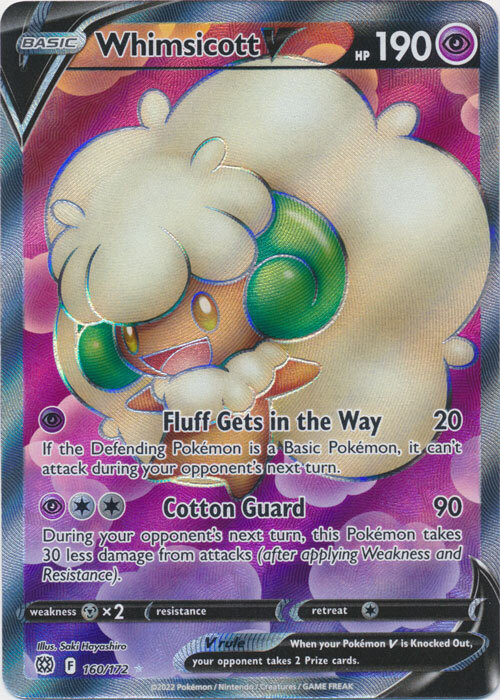 Whimsicott V (Full Art) - 160/172 Ultra Rare Brilliant Stars NM Pokemon TCG