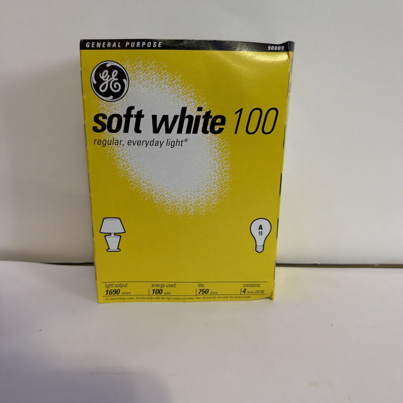 GE 100 Watt Soft White Light Bulbs A19, Pack of 4 NEW Vtg Non Led Incandescent 