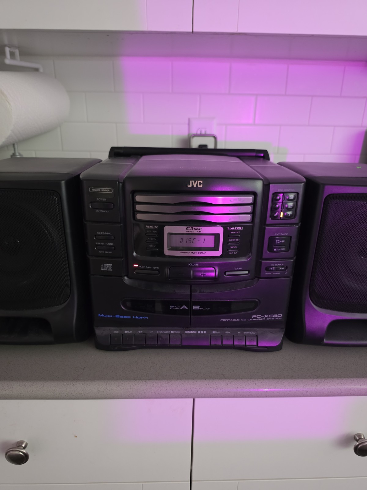 JVC PC-XC20 / PC-XC20BK Shop Radio Stereo Boombox 3 Disc CD Changer Cassette JVC PC-XC20 / PC-XC20BK Shop Radio Stereo Boombox 3 Disc CD Changer Cassette