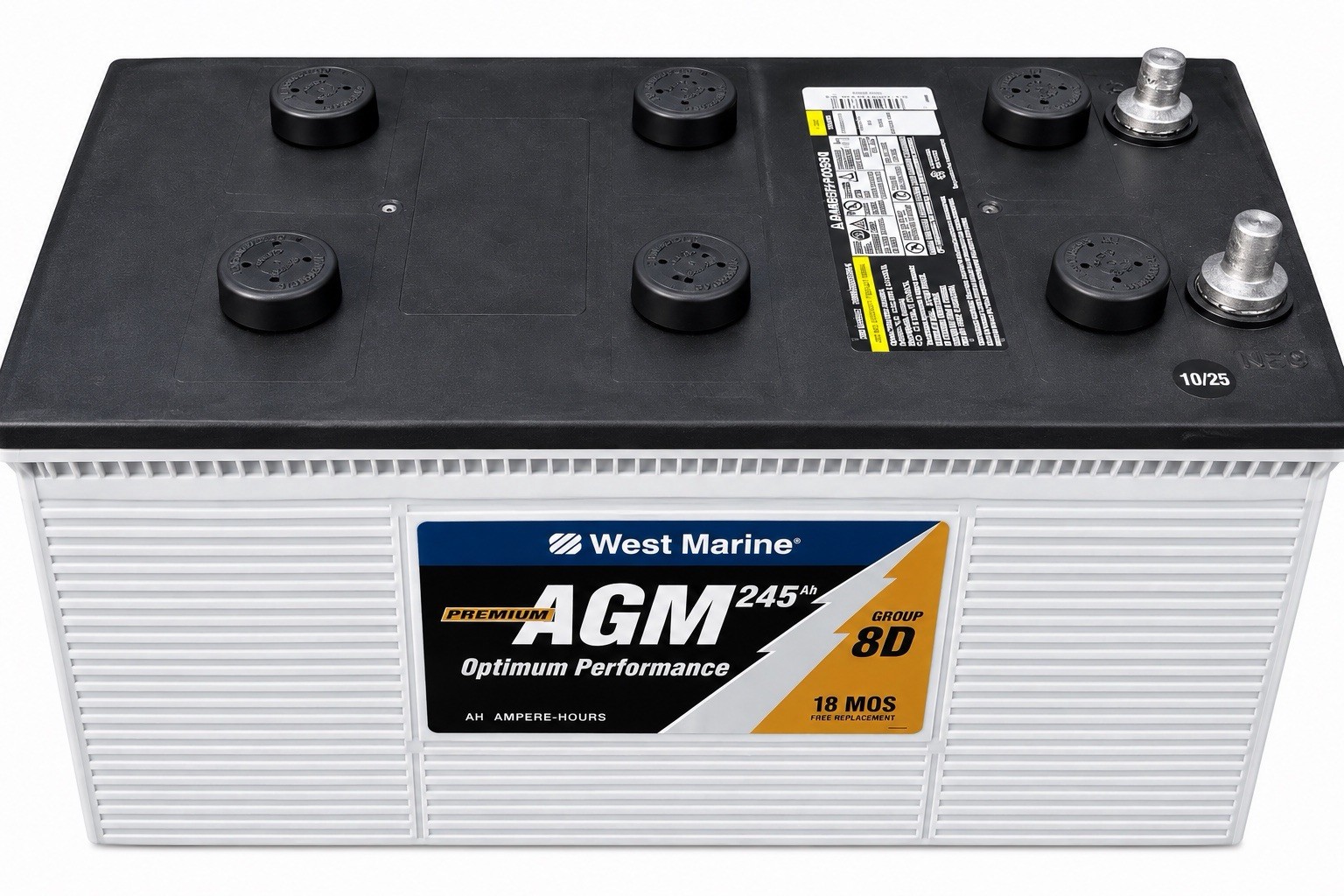West Marine 8D AGM Marine Battery 245Ah 1450 CCA 1800 MCA NEW 10/25