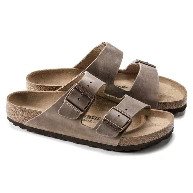 Birkenstock Arizona Soft Footbed Oiled Leather Tobacco Brown Men\'s Sandals Wide