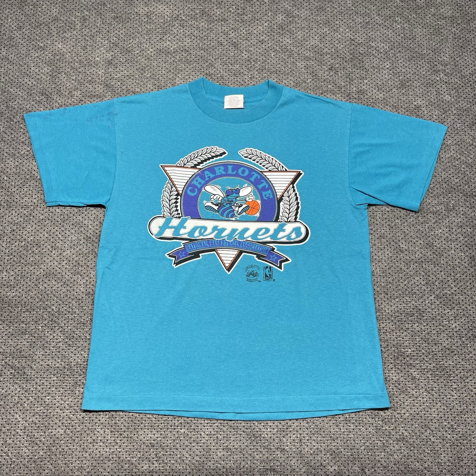 Vintage 1990S Charlotte Hornets Basketball T-Shirt Large Rare Men’s Teal