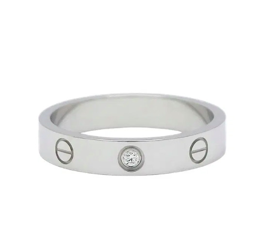 CARTIER DIAMOND LOVE MINI RING 18K WHITE GOLD Size 58