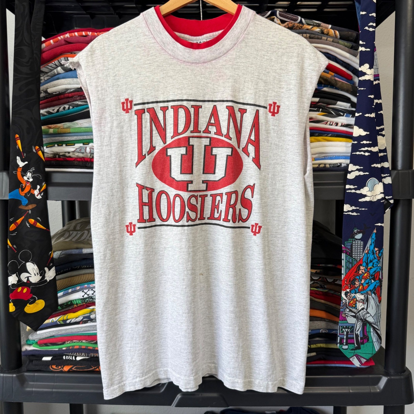 Vintage Heather Gray Indiana Hoosiers Muscle Tee Size L Light Marks