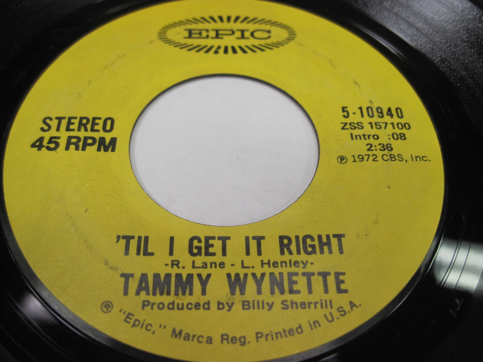 LOT OF 4 TAMMY WYNETTE 45\'s on EPIC 1970\'s