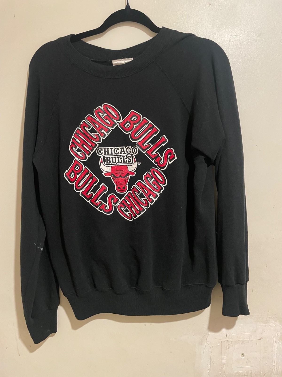 Vintage 70s 80s  Champion Chicago Bulls Sweatshirt Blue Bar Made in USA Large