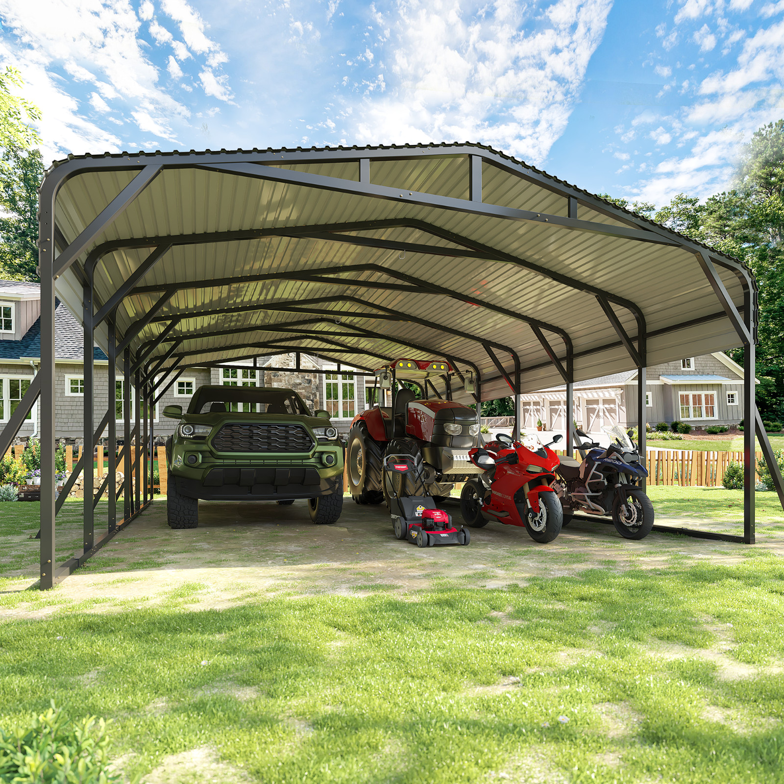 20x 30 Heavy Duty Metal Carport with triangular support ,Enhanced Base,Garage