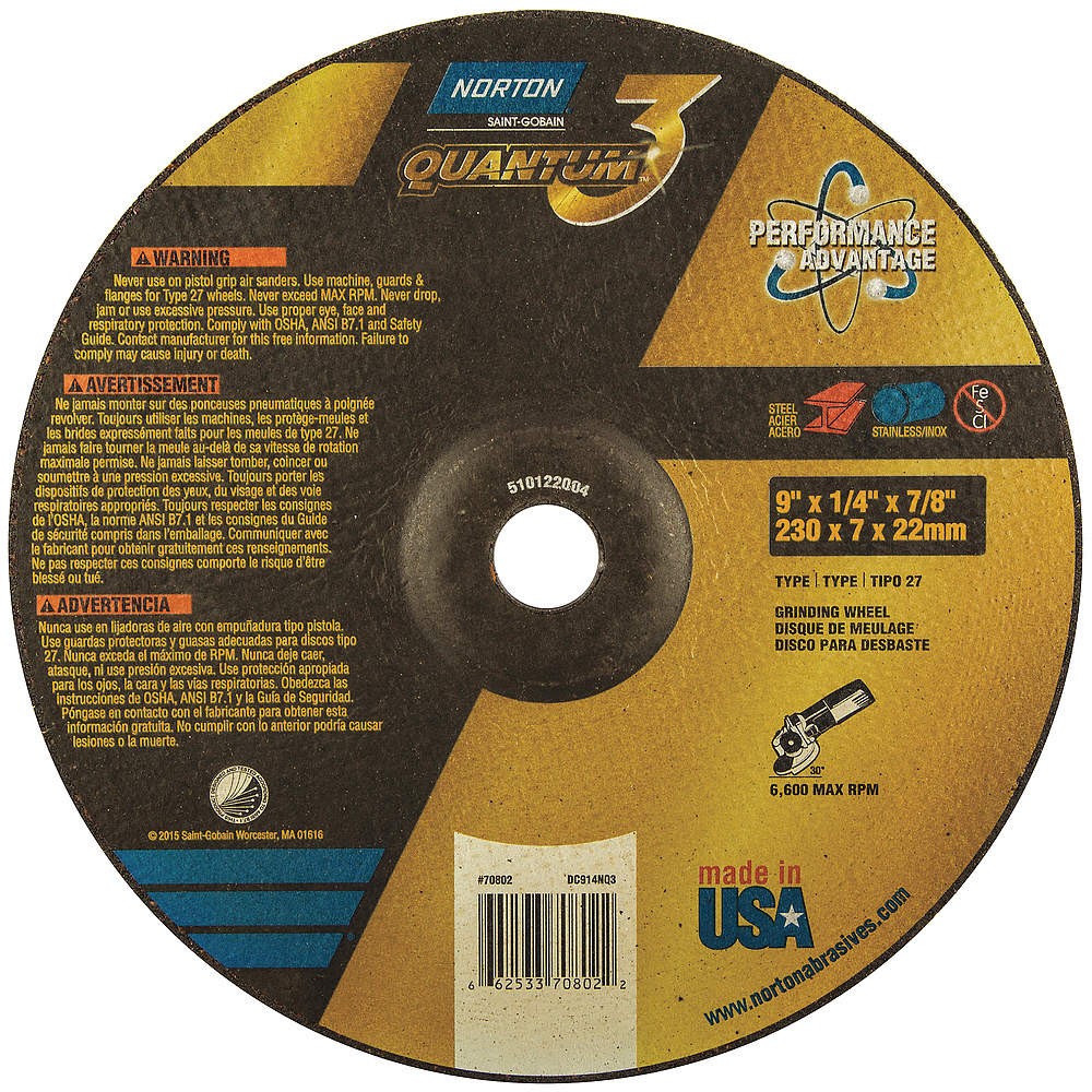 NORTON 66253370802 DepressedGrindWhl,7/8\