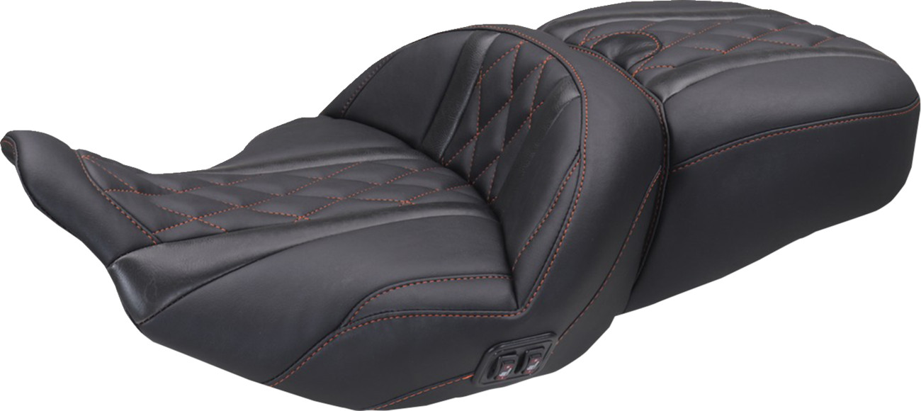MUSTANG Heated Super Touring One Piece 2-Up Seat - Deluxe Diamond - American