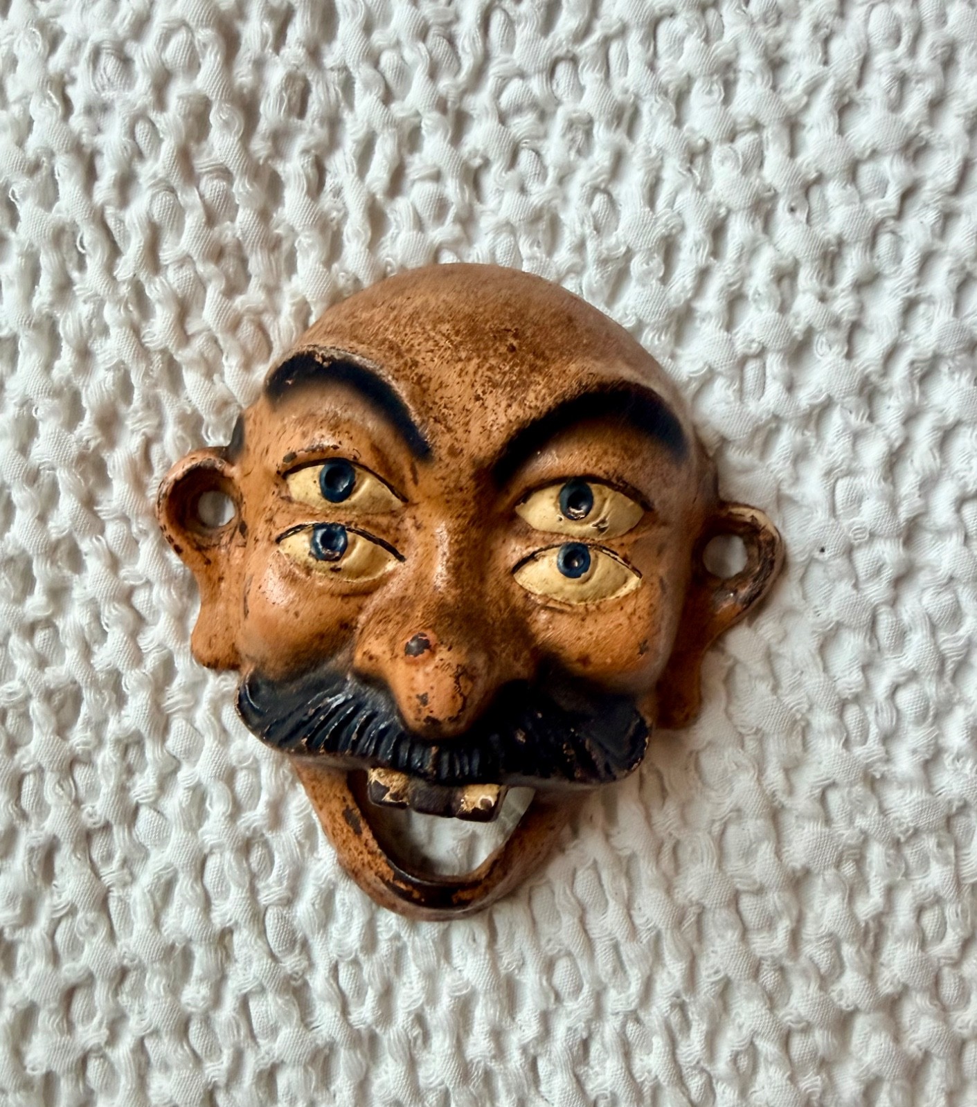Vintage Cast Iron Wall Bottle Opener Four Eyed Circus Sideshow Character Unusual Vintage Cast Iron Wall Bottle Opener Four Eyed Circus Sideshow Character Unusual
