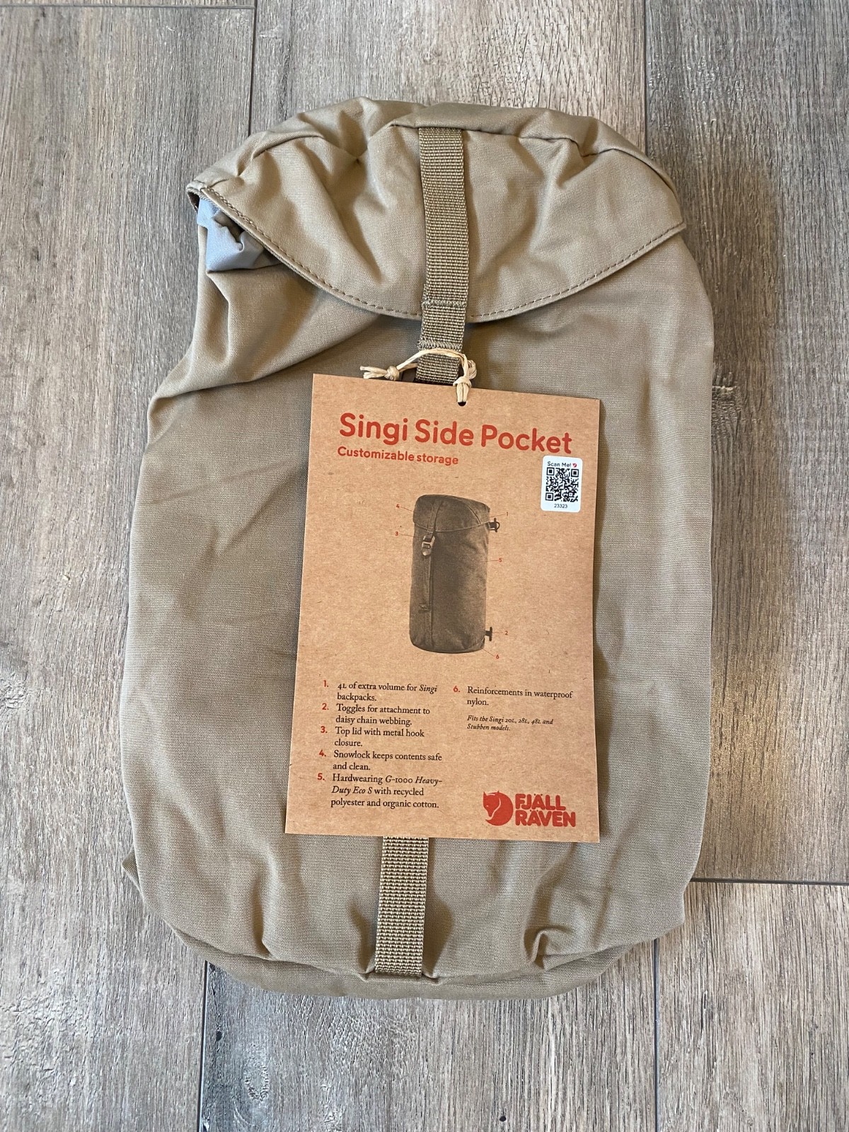 Fjallraven Singi Side Pocket 4L Backpack Add On Storage Tan Clay G1000