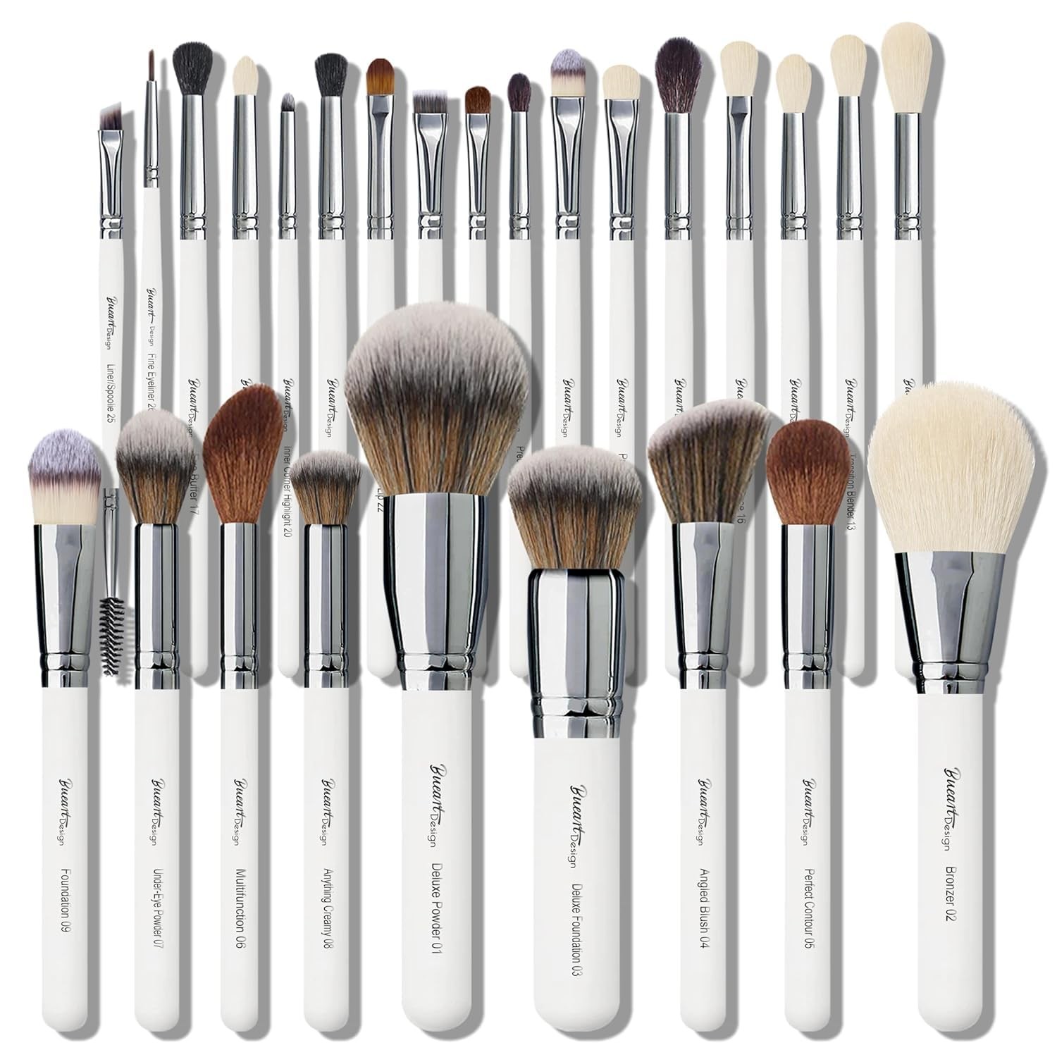 Professional Makeup Artist Brushes Set 26Pcs Real Natural Goat Hair Labeled