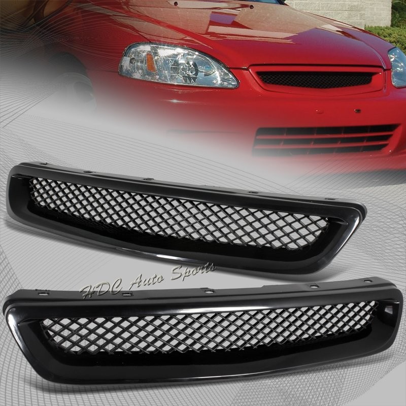 For 96-98 Honda Civic EJ/EK JDM Type R Black Mesh ABS Front Hood Grille Grill