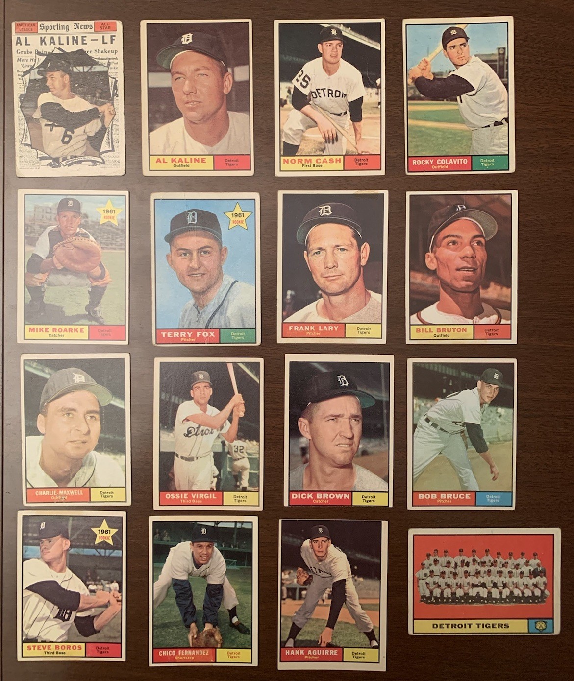1961–1962 Topps MLB BASEBALL Cards DET TIGERS/KALINE/+Stars+RC+High+Low#s(16+22)