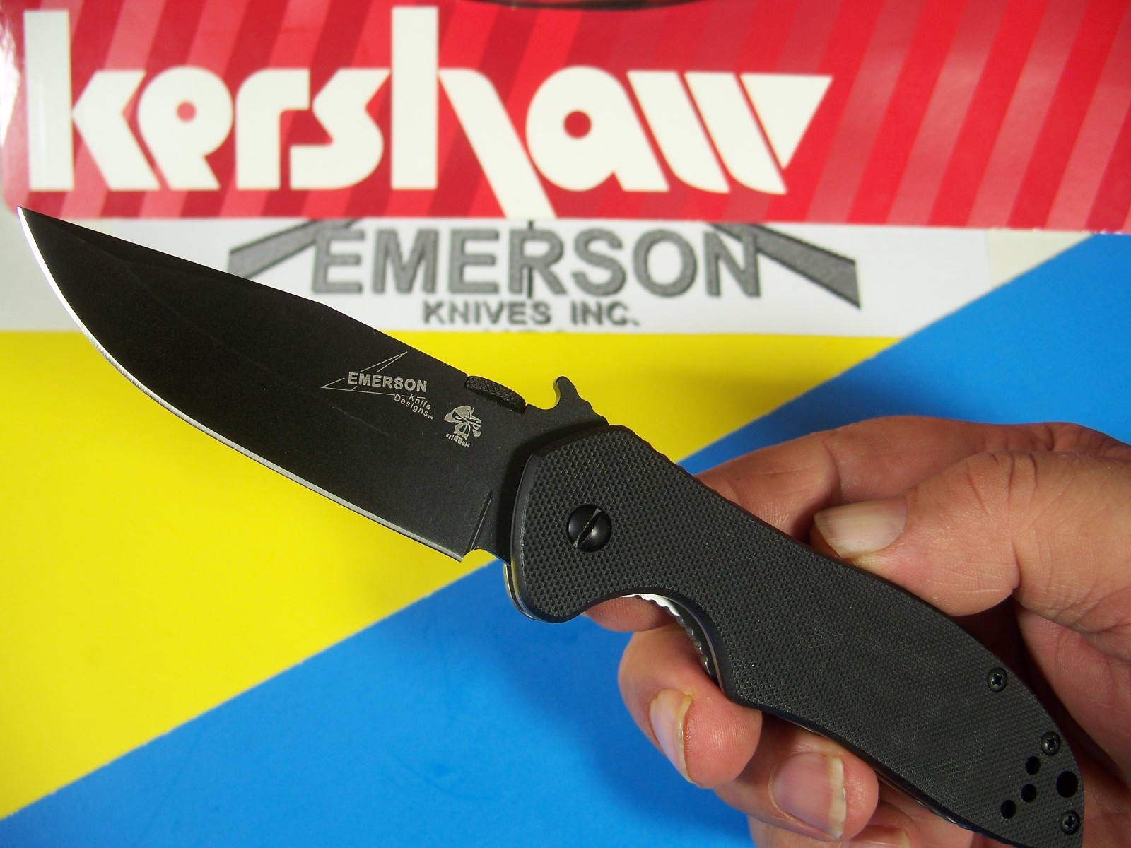 KERSHAW EMERSON - CQC-6K Black G-10 instant-opening wave Knife KAI 6034BLK KERSHAW EMERSON - CQC-6K Black G-10 instant-opening wave Knife KAI 6034BLK