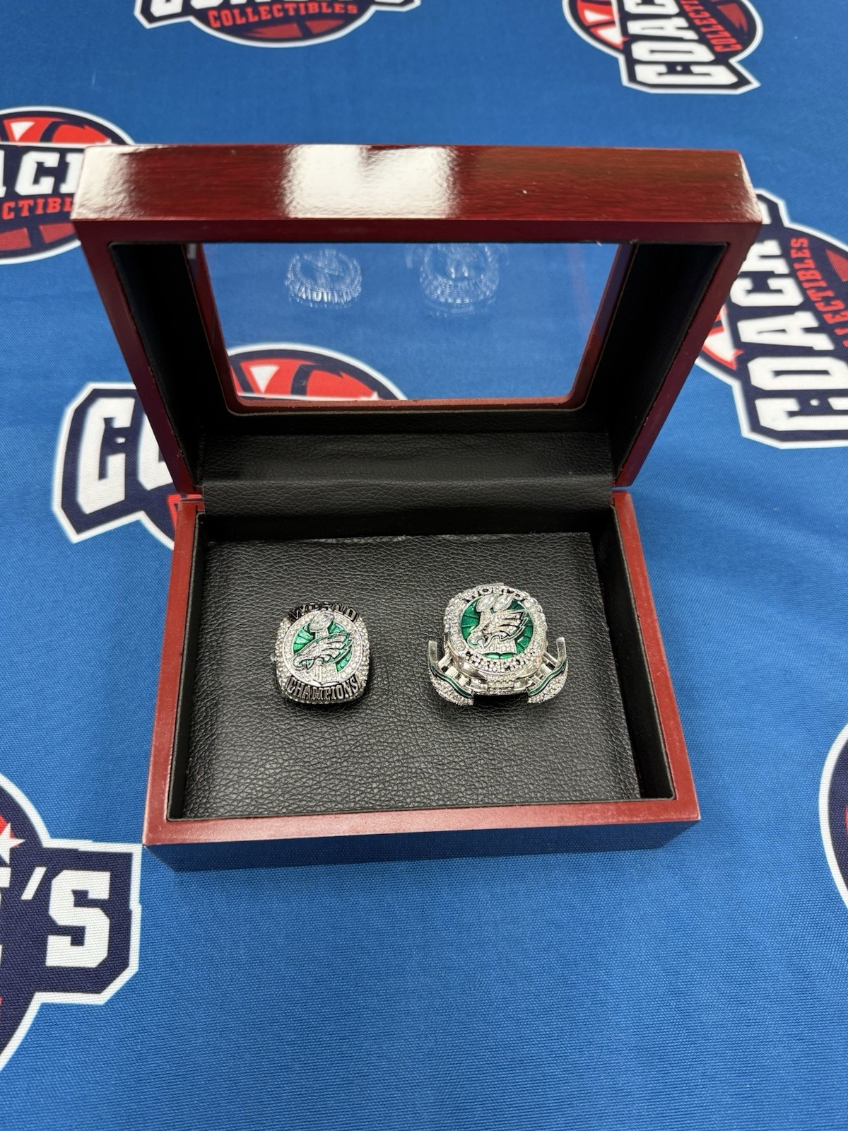 Philadelphia Eagles 2pc Replica Super Bowl LII & LIX Rings with Display Box