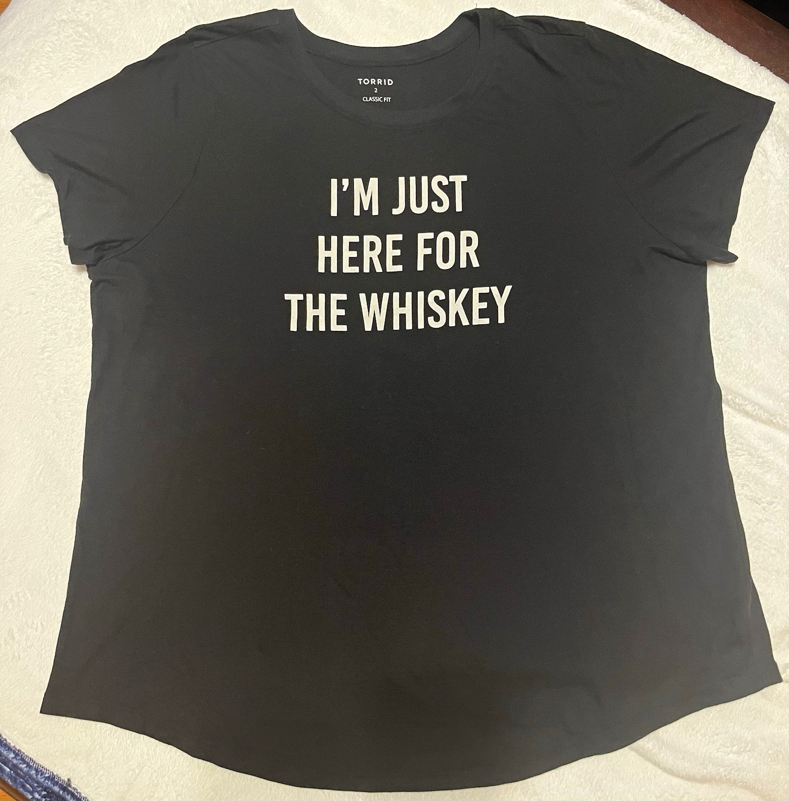 Torrid Women’s Plus 2X Black Classic Fit Crew Neck Short Sleeve Whiskey Tee