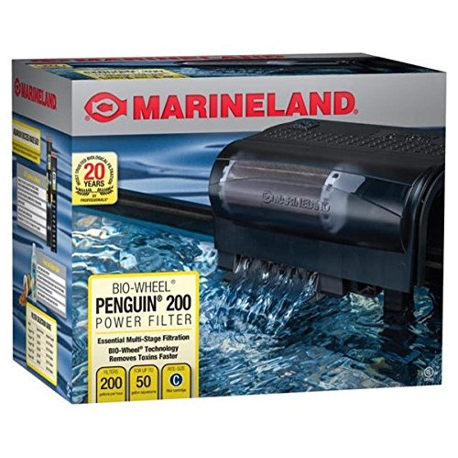 Marineland Penguin 200 GPH Bio-Wheel Power Filter for Aquariums