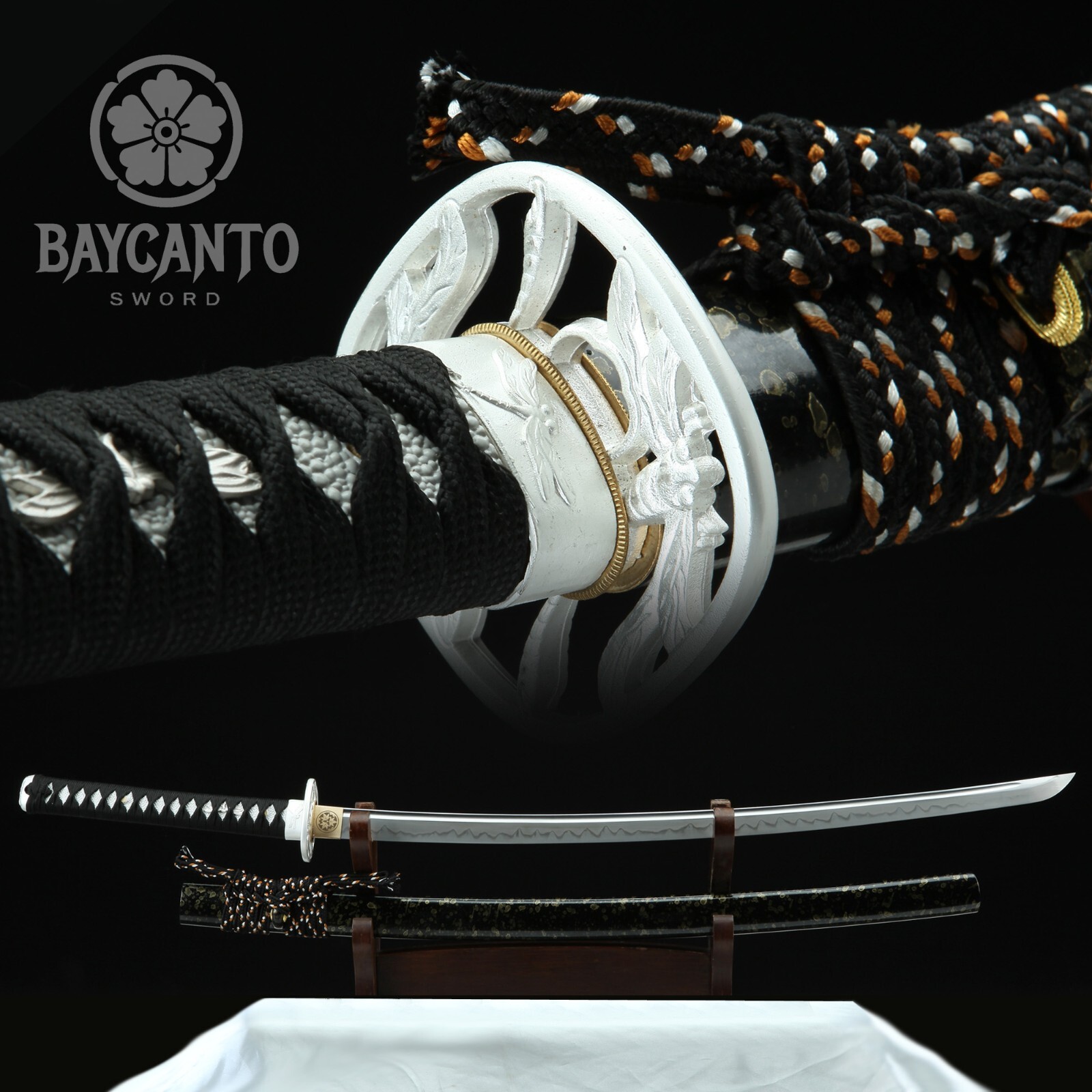 Handmade Japanese Katana Clay Tempered T10 Steel  Hamon Sharp White edge Swords