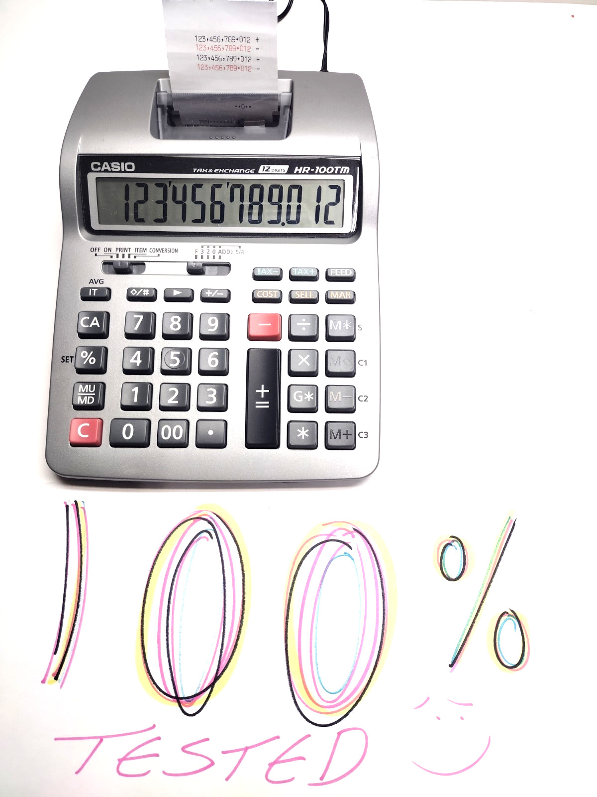 ✨🏅CLEAN+100%TESTED casio HR-100TM REPLACEMENT UNIT BUSINESS printing calculator