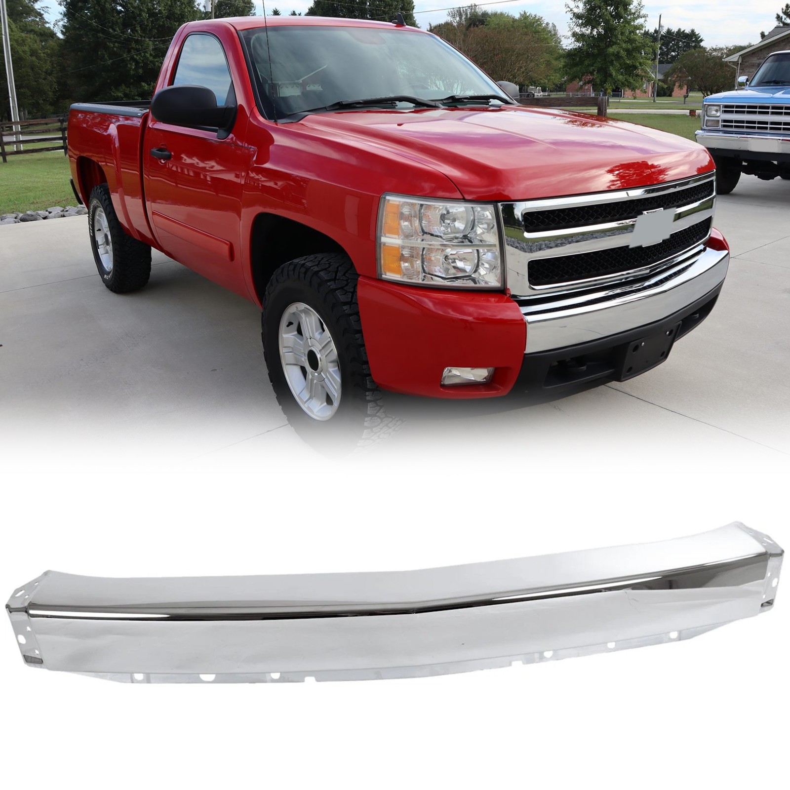 For 2007-2013 Chevrolet Silverado 1500 Steel Front Bumper Impact Face Bar Chrome