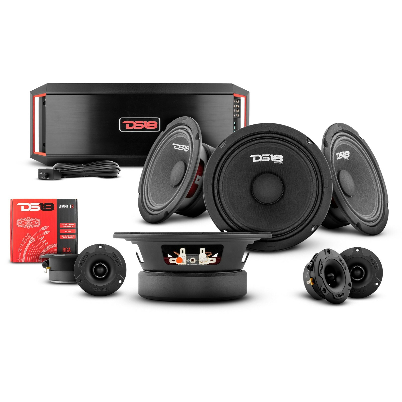 DS18 Good Car Pro Audio Package  Complete Speakers Kit Upgrade Your Sound System
