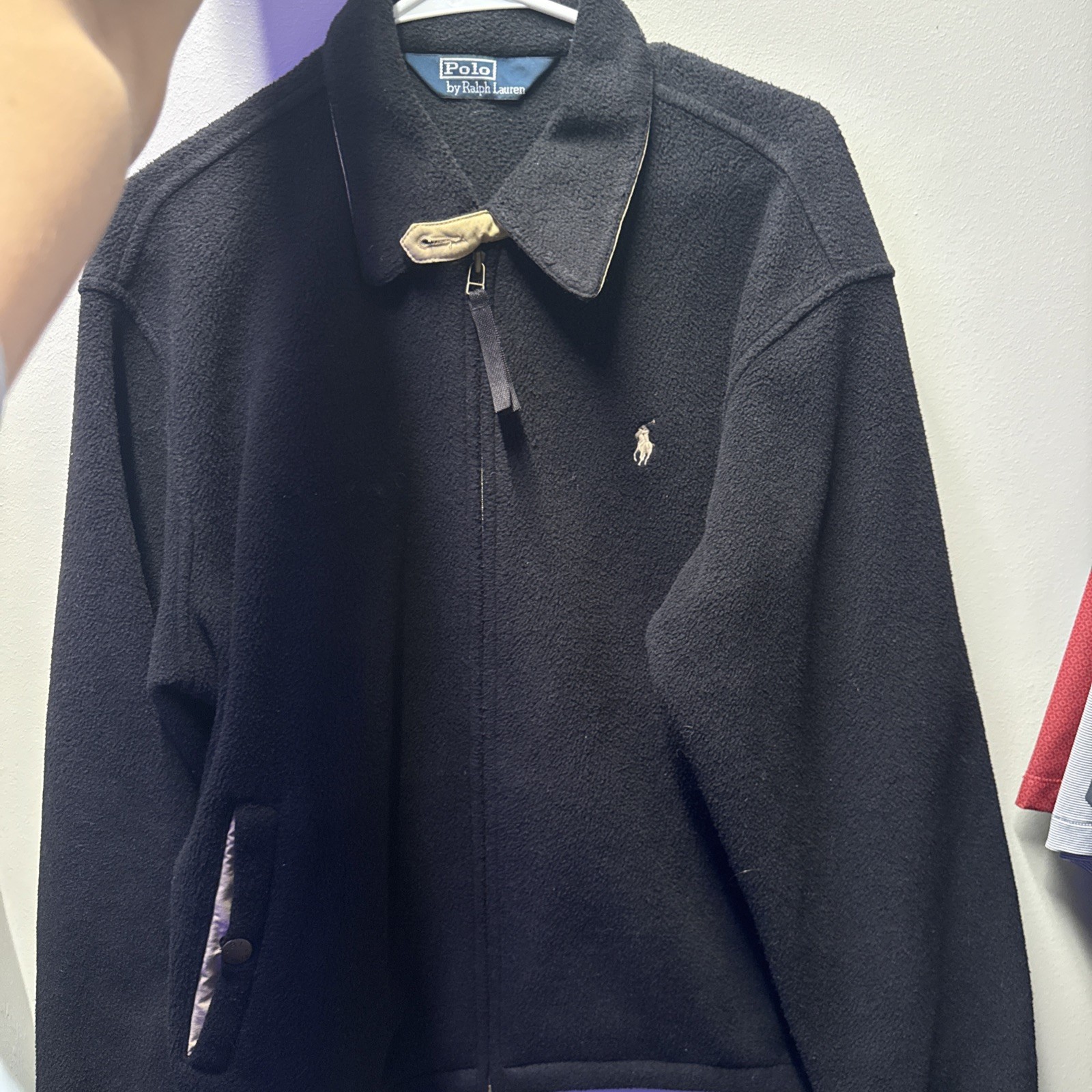 Vintage Polo Ralph Lauren Harrington Jacket Men Medium Black Polartec Fleece 90s Vintage Polo Ralph Lauren Harrington Jacket Men Medium Black Polartec Fleece 90s