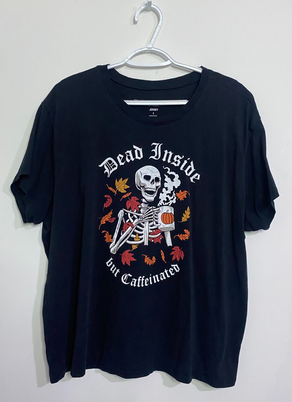 Torrid Heritage Jersey Dead Inside But Caffeinated Skeleton Tee 1X Size 1 Fall