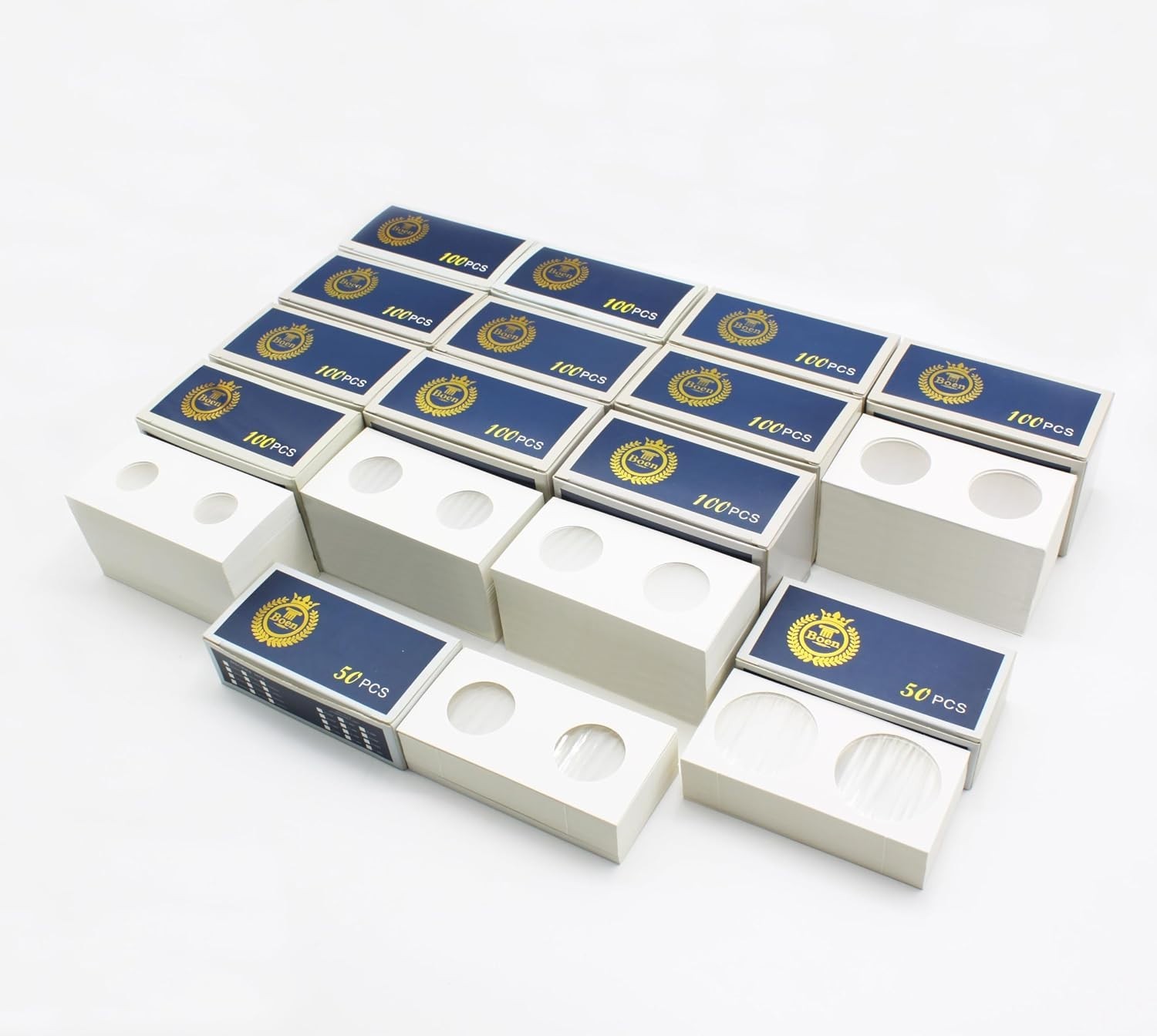 1200PCS Coin Flips in 6 Sizes 2X2 Inch Cardboard Holders for Collectors
