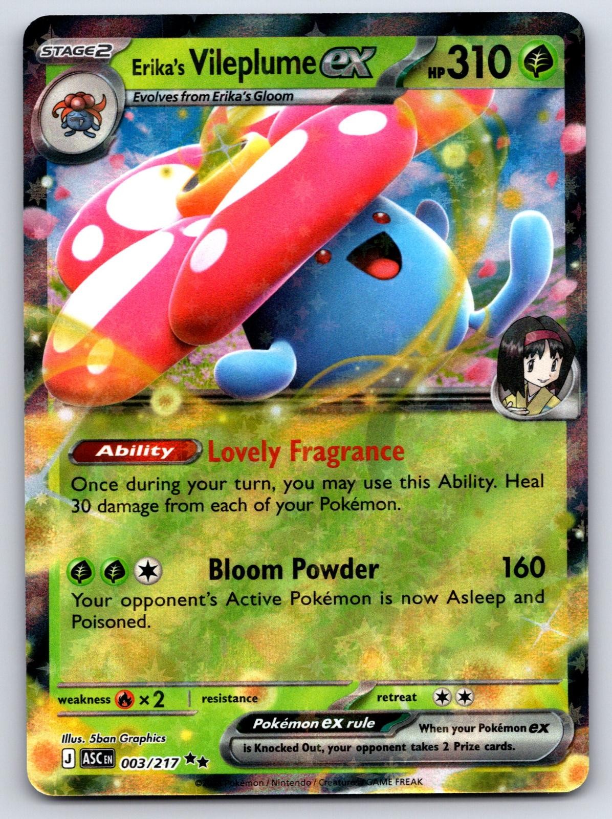 Erika\'s Vileplume ex 003/217 Double Rare Ascended Heroes Pokemon Holo Erika\'s Vileplume ex 003/217 Double Rare Ascended Heroes Pokemon Holo