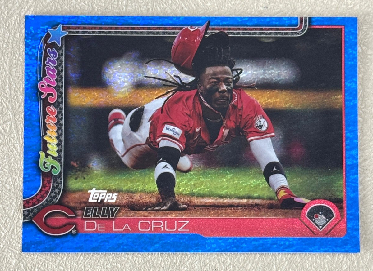 2025 Topps Series 1 Future Stars Elly De La Cruz #150 Blue Speckle Parallel /150