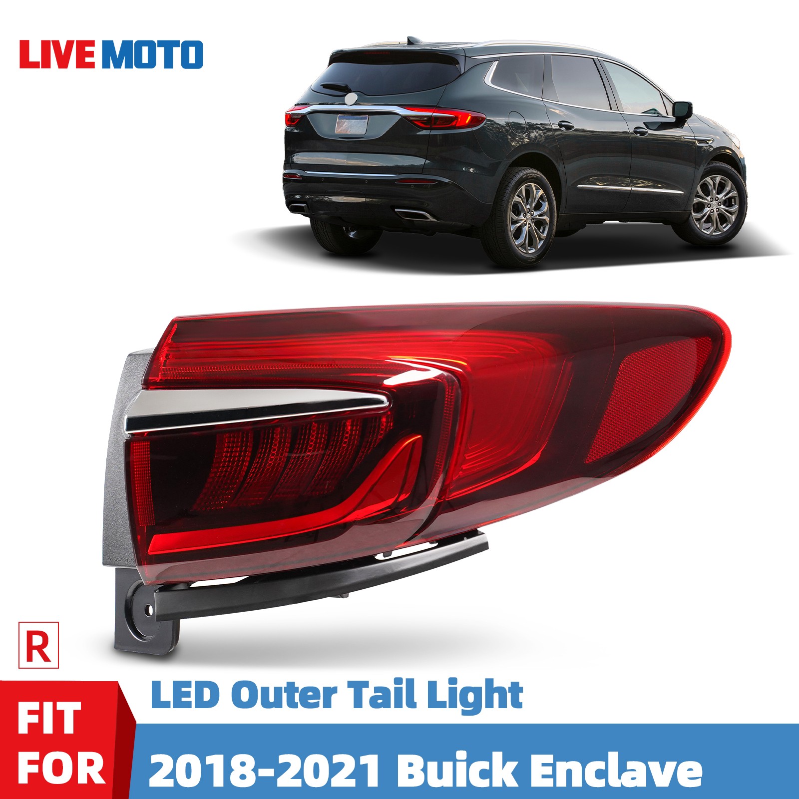 For 2018-2021 Buick Enclave LED Outer Tail Light Stop Lamp Right Passenger RH