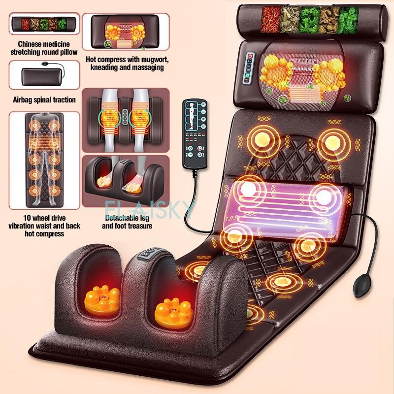 8 Mode Massage Seat Cushion with Heated Back Neck Massager Chair for Home