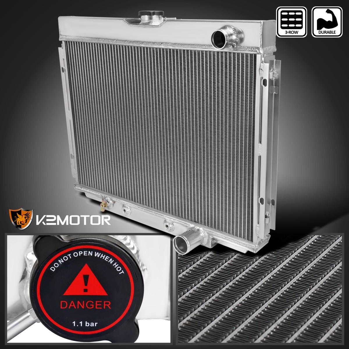 Fits 1967-1970 Ford Mustang Mercury Cougar Aluminum 3 Row Core Cooling Radiator Fits 1967-1970 Ford Mustang Mercury Cougar Aluminum 3 Row Core Cooling Radiator