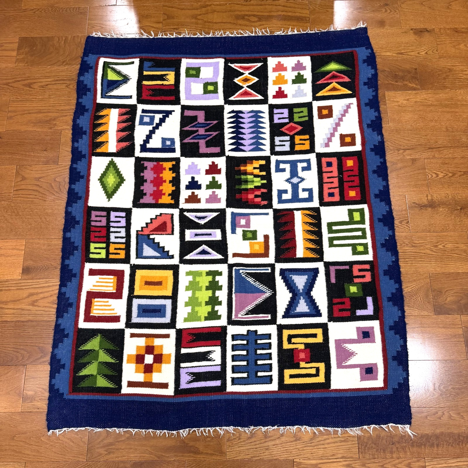 Vintage Peruvian Hand Woven Wool Wall Hanging Tapestry Rug Boho Aztec Inca 50x42 Vintage Peruvian Hand Woven Wool Wall Hanging Tapestry Rug Boho Aztec Inca 50x42