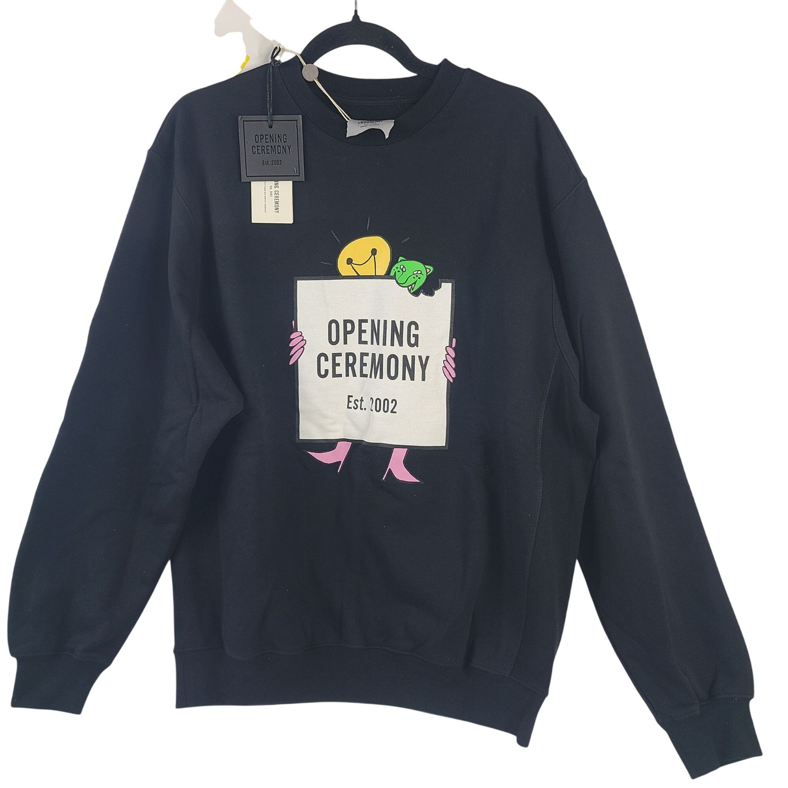 NEW Opening Ceremony Light Bulb Logo Black Sweatshirt Sz L Made In Italy