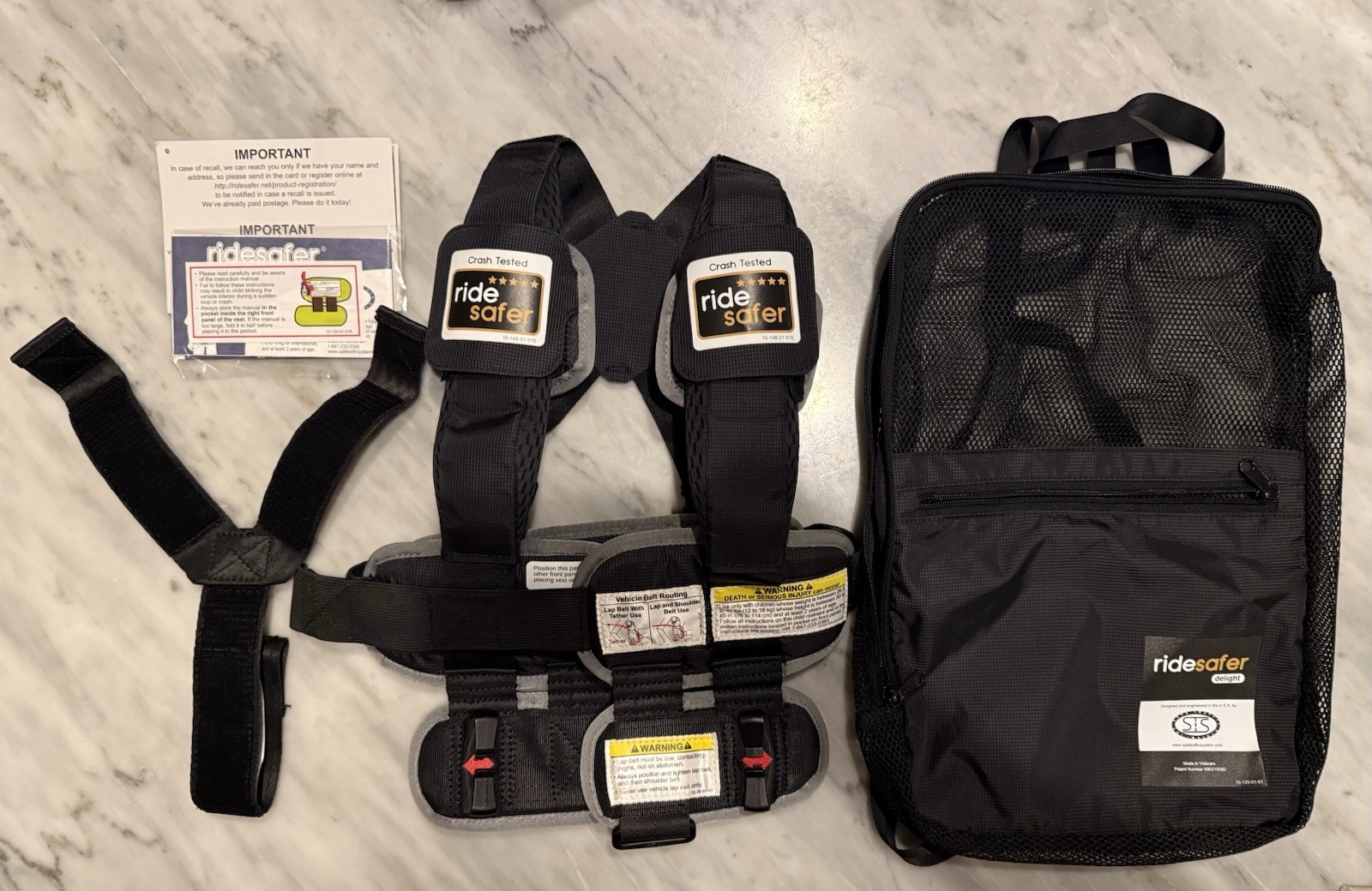 RideSafer Gen 5 XS Black Travel Car Seat Vest Portable Child Extra Small RideSafer Gen 5 XS Black Travel Car Seat Vest Portable Child Extra Small