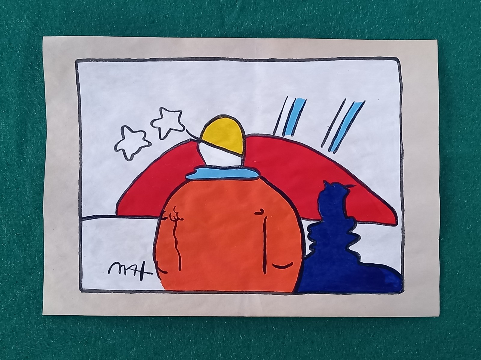 Peter Max Drawing on paper (Handmade) signed and stamped vtg art
