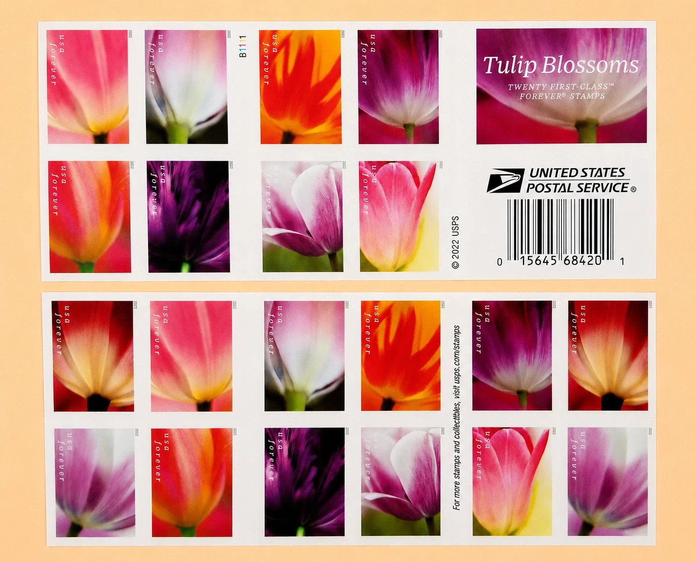 2023Tulip Blossoms Forever Stamps, 5 Sheets of 20-total 100pcs Stamps collect