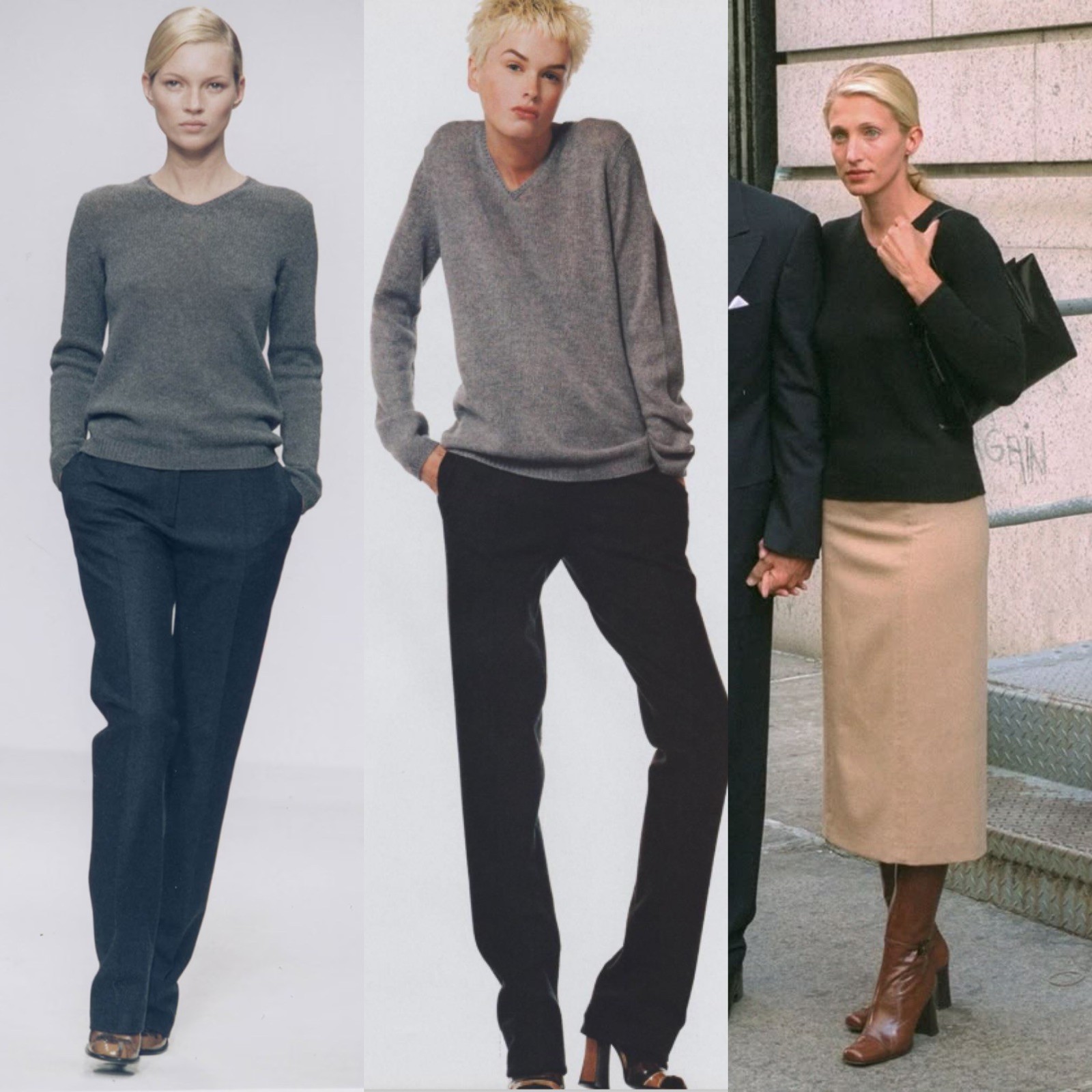 Vintage Prada Fall 1996 Grey Cashmere Sweater ASO Carolyn Bessette Kennedy