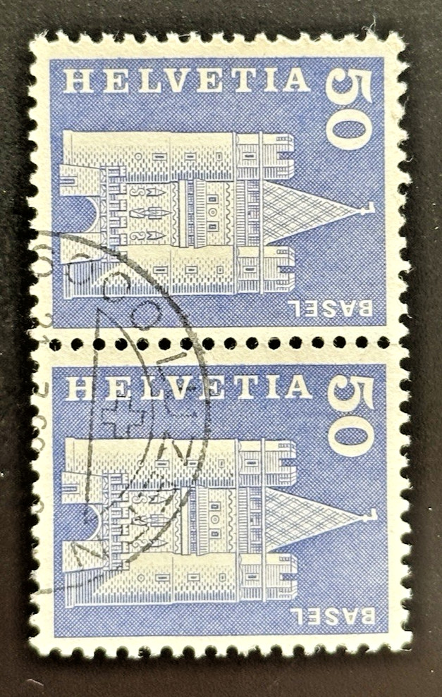 1960 Switzerland 50 Rappen Spalentor Basel Stamp Pair Used Helvetia SG 622