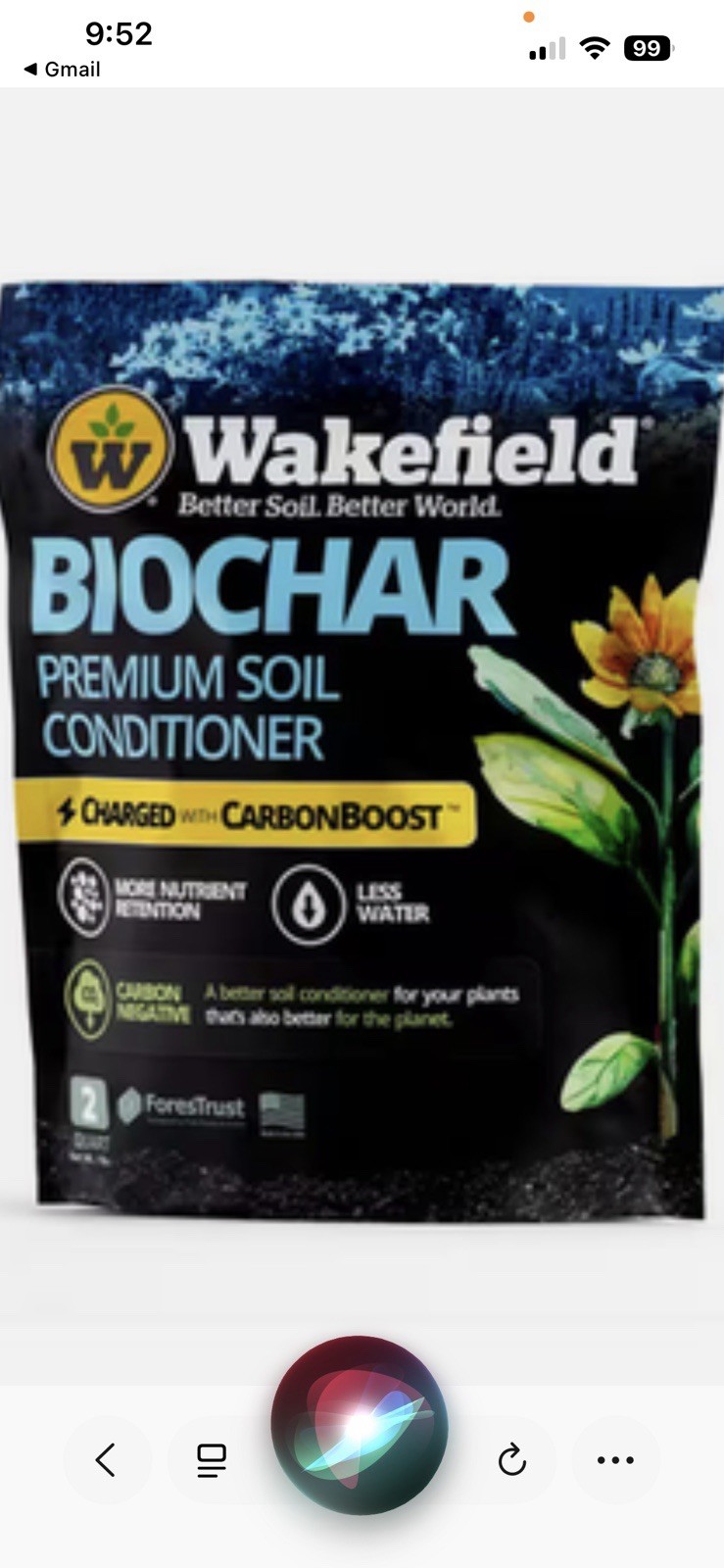 Biochar with Carbonboost, Soil -2 Qt Wakefields Gardens and Raised Beds 2 Qt bag