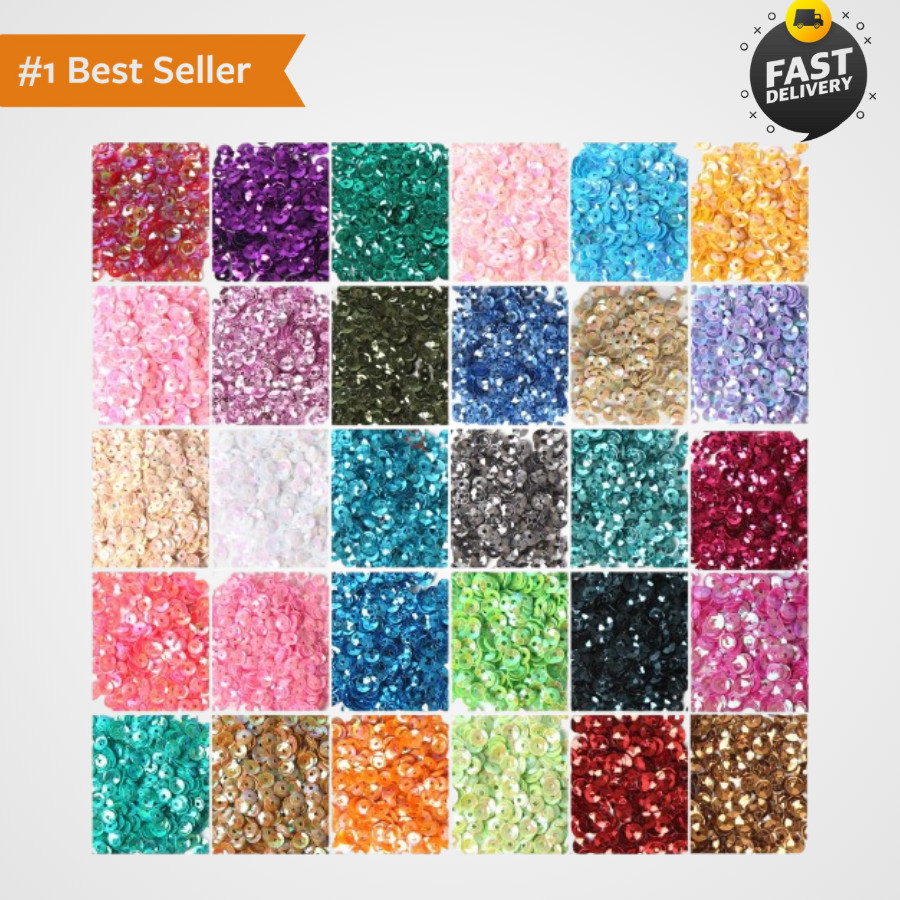 30 Colors Loose Craft Sequins Bulk 300g 4mm Sewing DIY Embellishments Emroidery