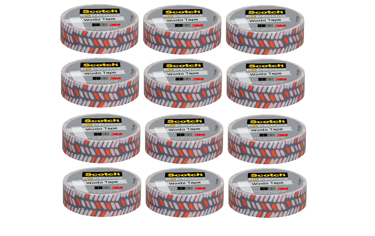 Scotch Expressions Washi Tape, Gray w/ Pink & Red .59 Scotch Expressions Washi Tape, Gray w/ Pink & Red .59